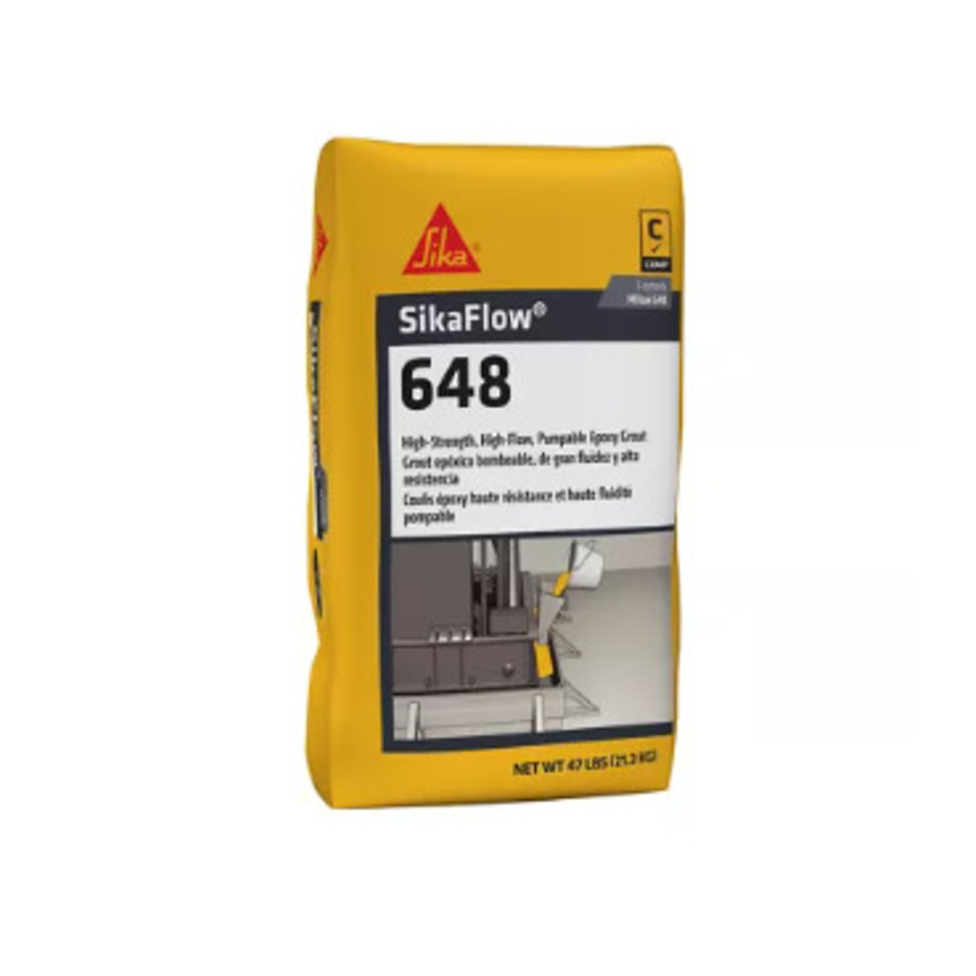 SikaFlow 648 Low Dust High-Strength, High-Flow, Chemical Resistant Epoxy Grout Kit Part C 47LB Bag
